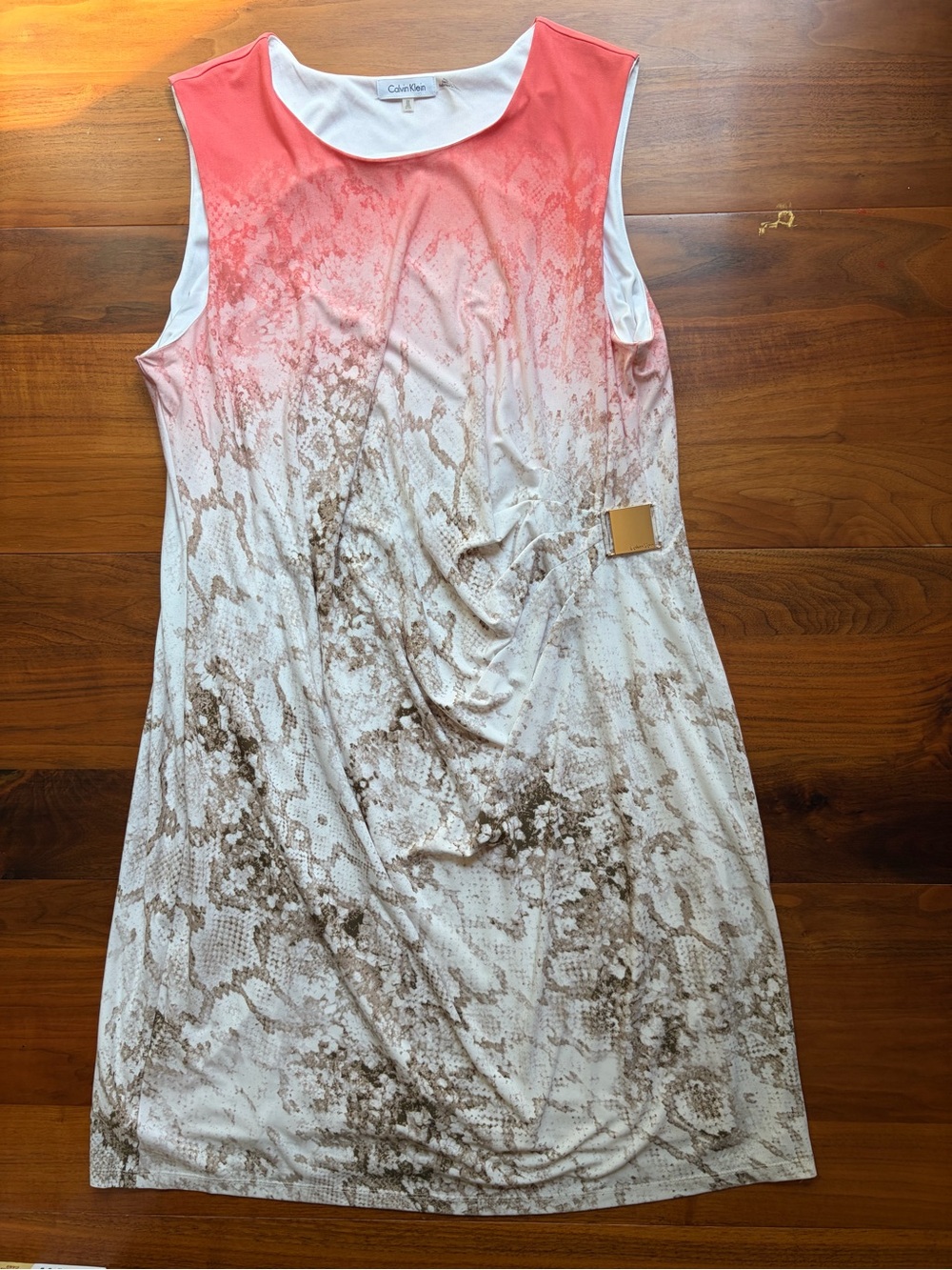 Calvin Klein Coral Ombre Snakeskin Dress 2X